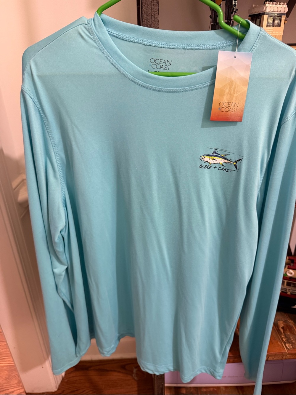 Men's Long-Sleeve Swim Shirt - Light Blue 0008